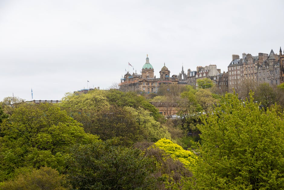 Edinburgh architecture surrounded by greenery near Holyroodhouse