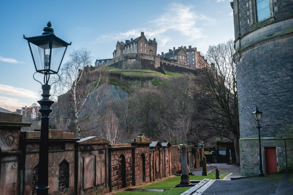 Edinburgh Castle historic walls and ramparts in spring