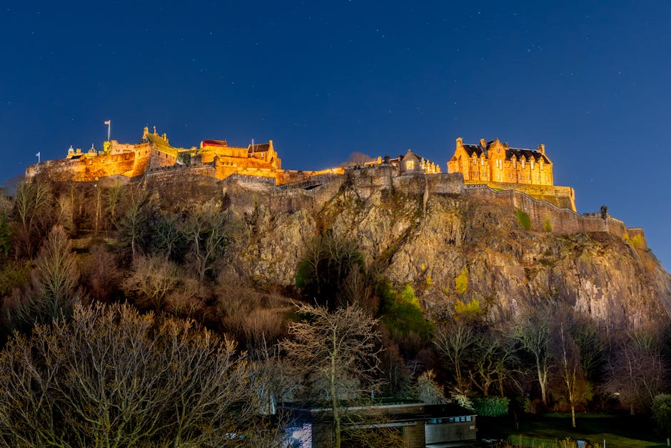 Edinburgh Castle glowing at night quieter time to visit