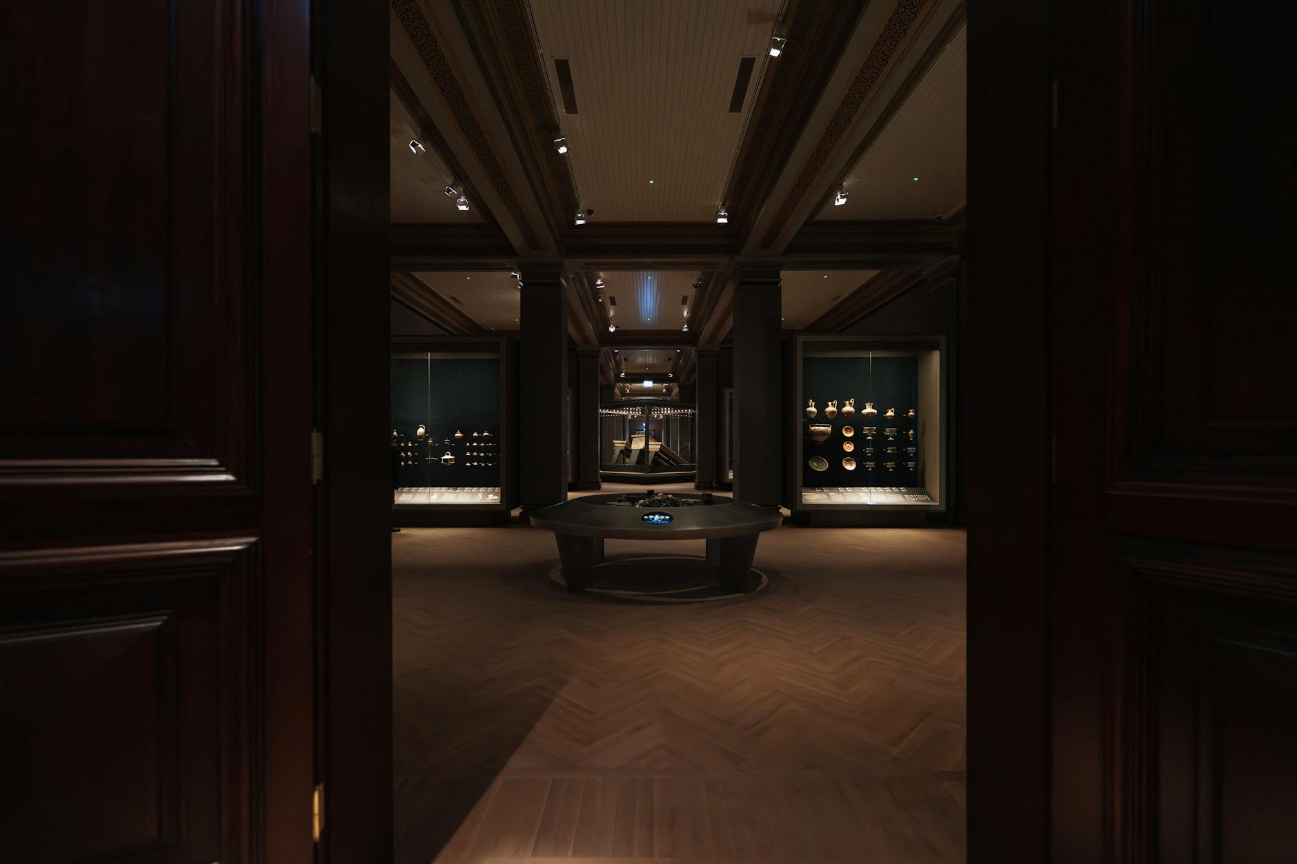 Exhibition hall with museum displays in Edinburgh