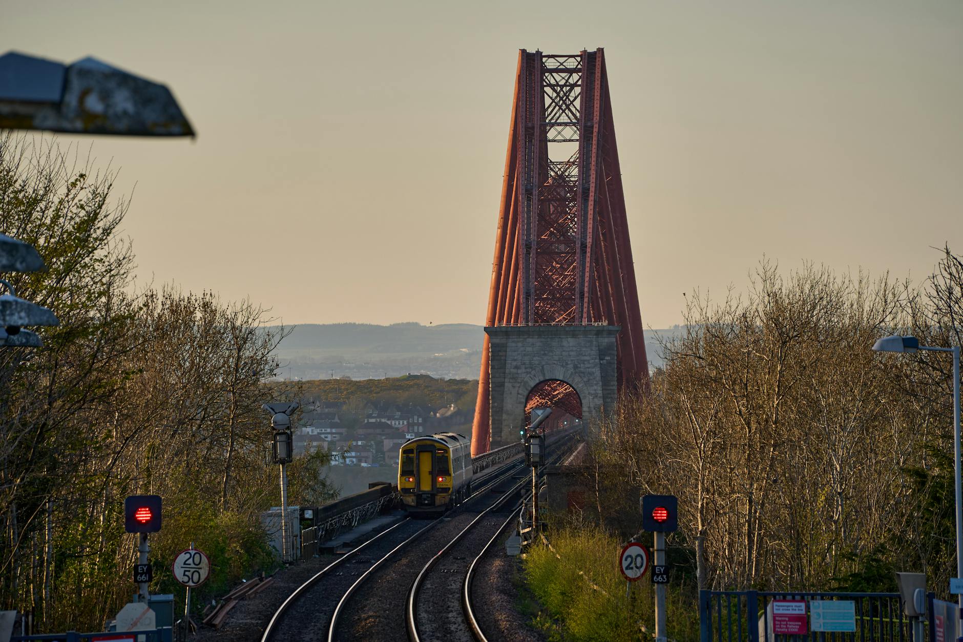 ScotRail train crossing the iconic Forth Bridge on a day trip from Edinburgh to Fife