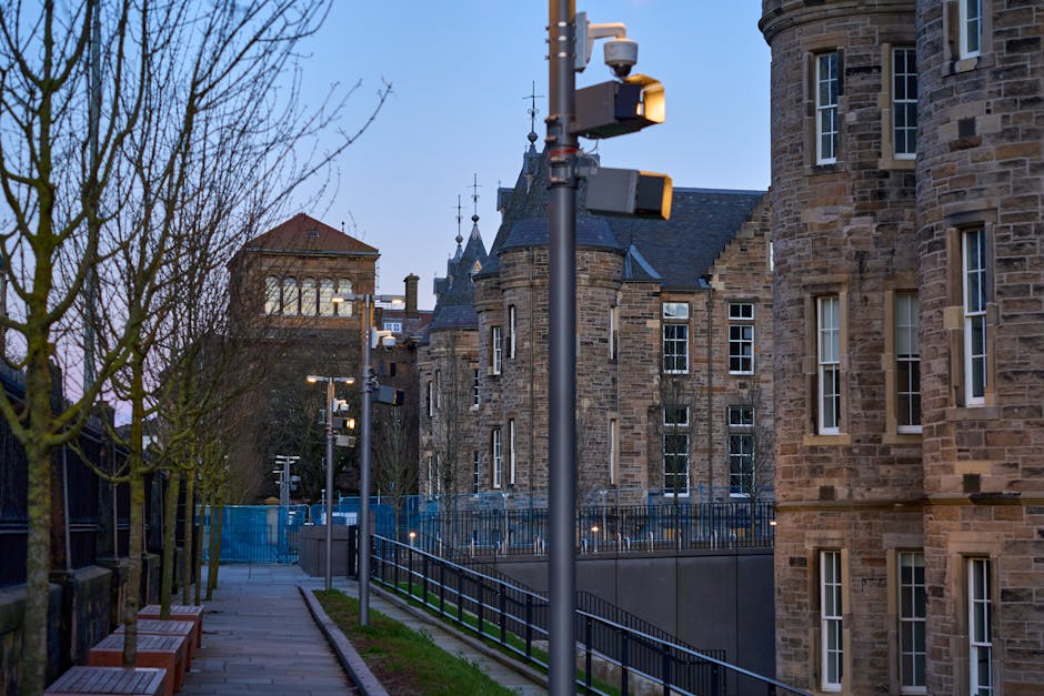 Edinburgh historic architecture at dusk Victoria Street