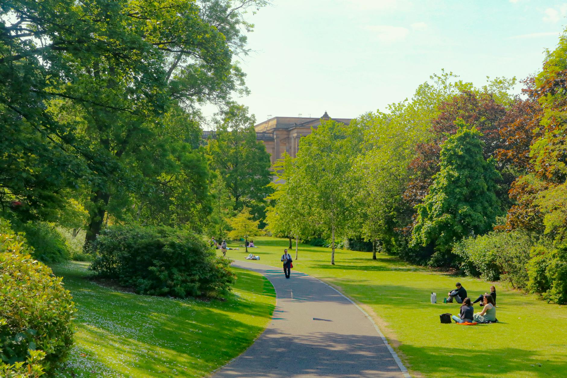 People enjoying free outdoor activities in an Edinburgh park