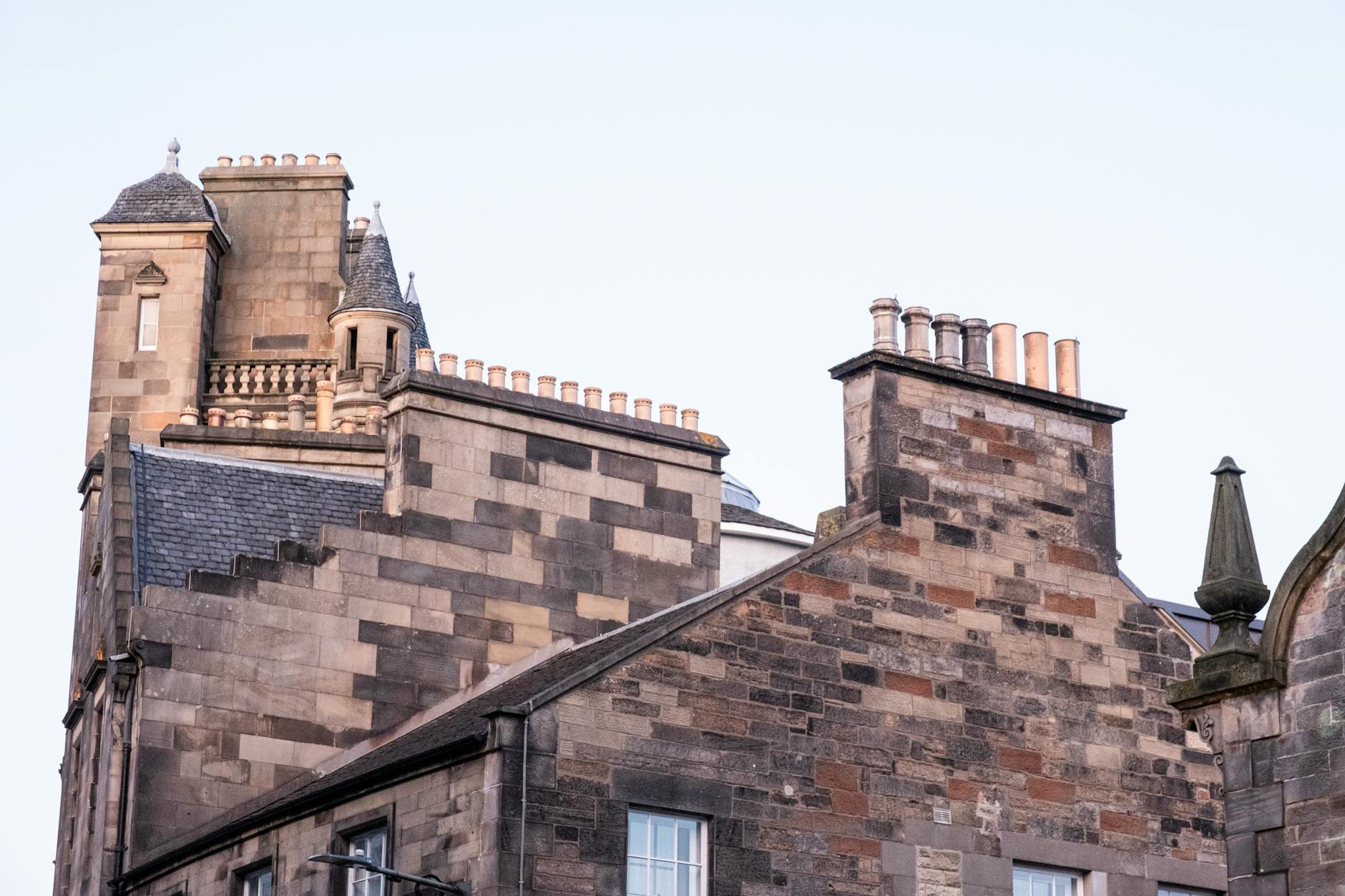 Historic Edinburgh architecture showing the centuries of building that surround Edinburgh Castle and the Old Town