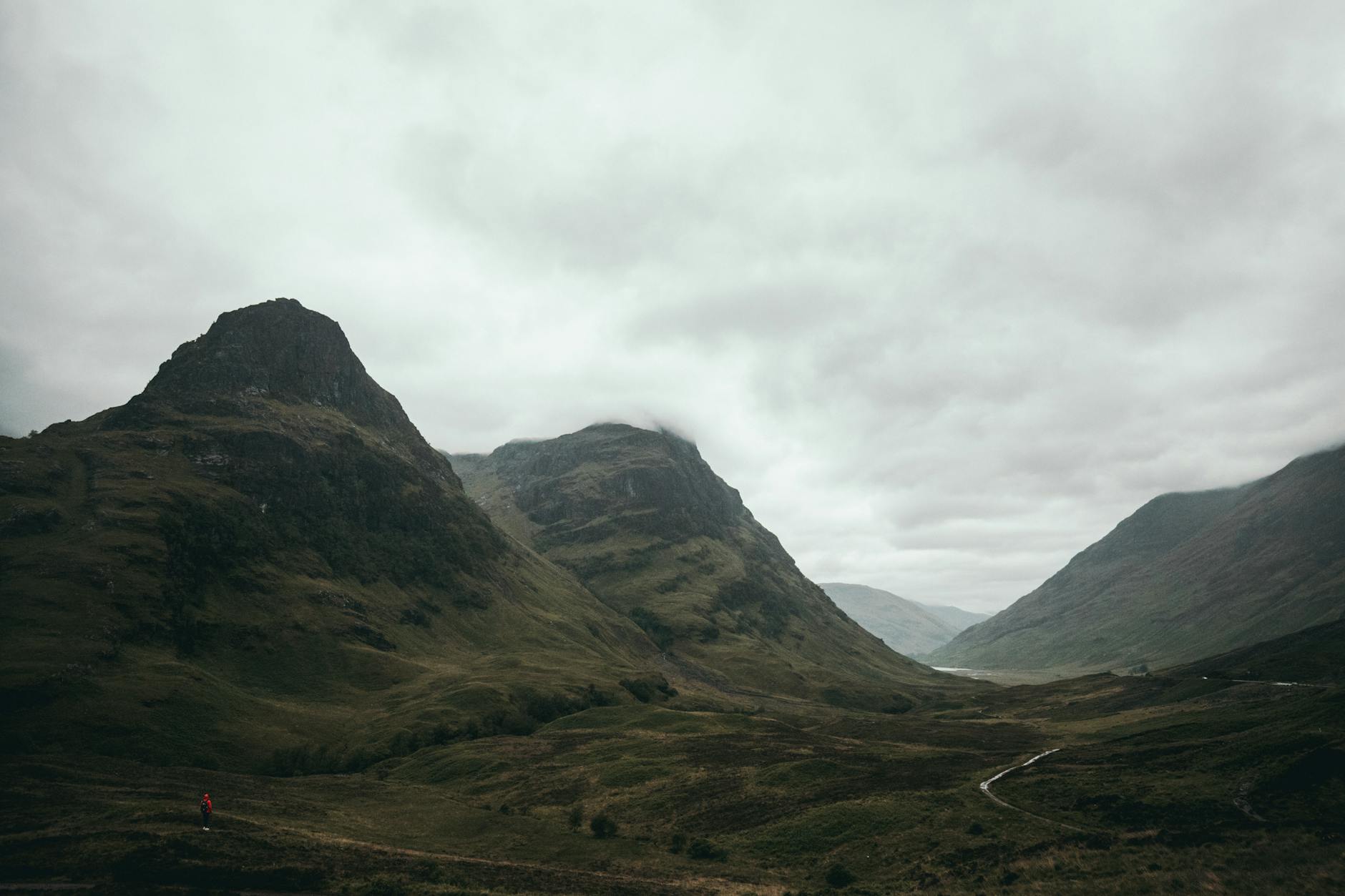 Glen Coe valley with dramatic mountain scenery in the Scottish Highlands