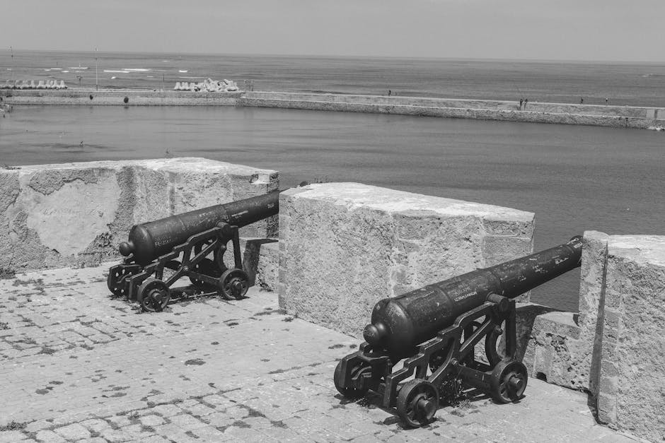 Historic cannons on Edinburgh Castle ramparts