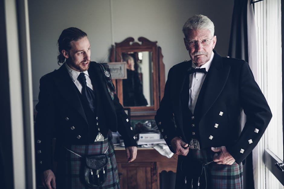 Scottish Highlanders in traditional dress at Edinburgh Castle