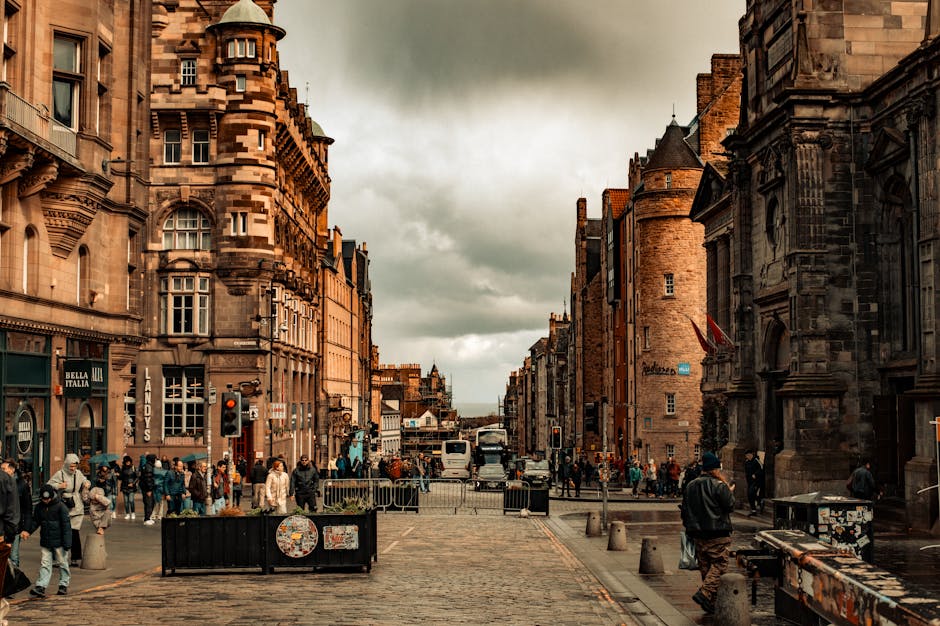 Edinburgh tour company guide leading group through Old Town
