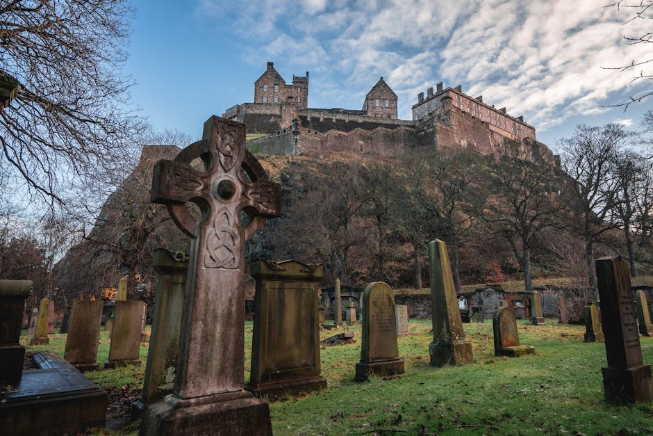 Celtic cross gravestones Edinburgh graveyard tour