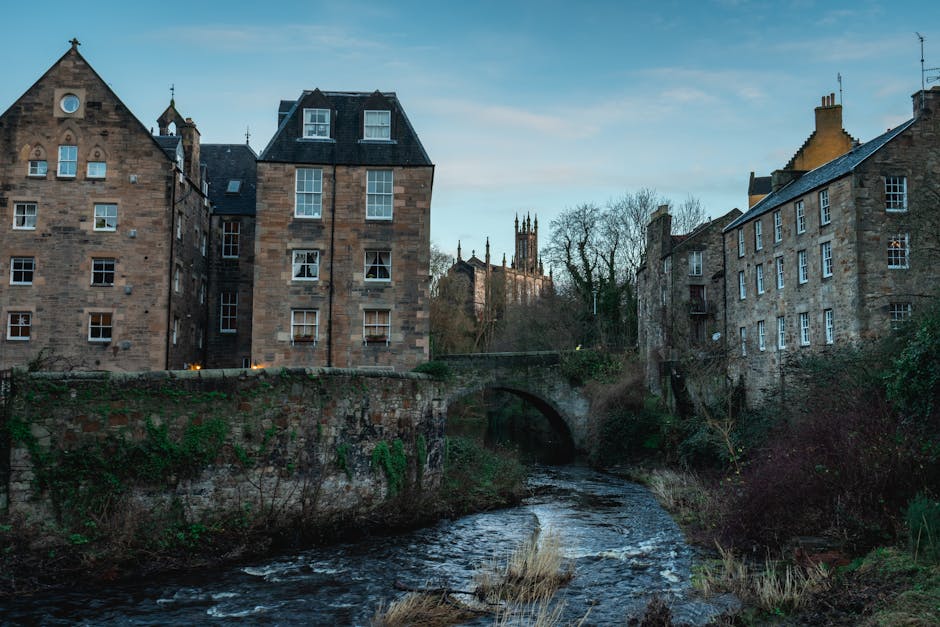 Gothic architecture along Water of Leith Edinburgh walk
