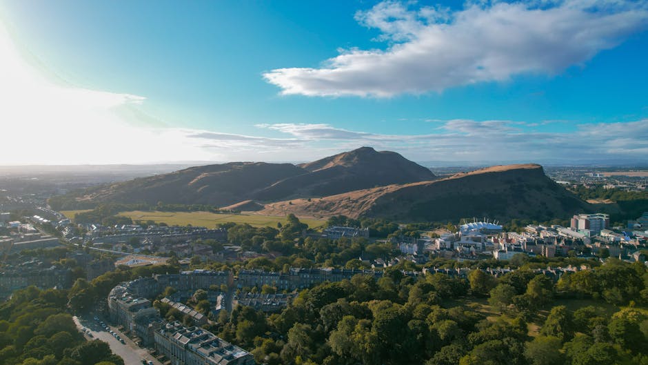 Arthur's Seat aerial view Edinburgh Holyrood Park