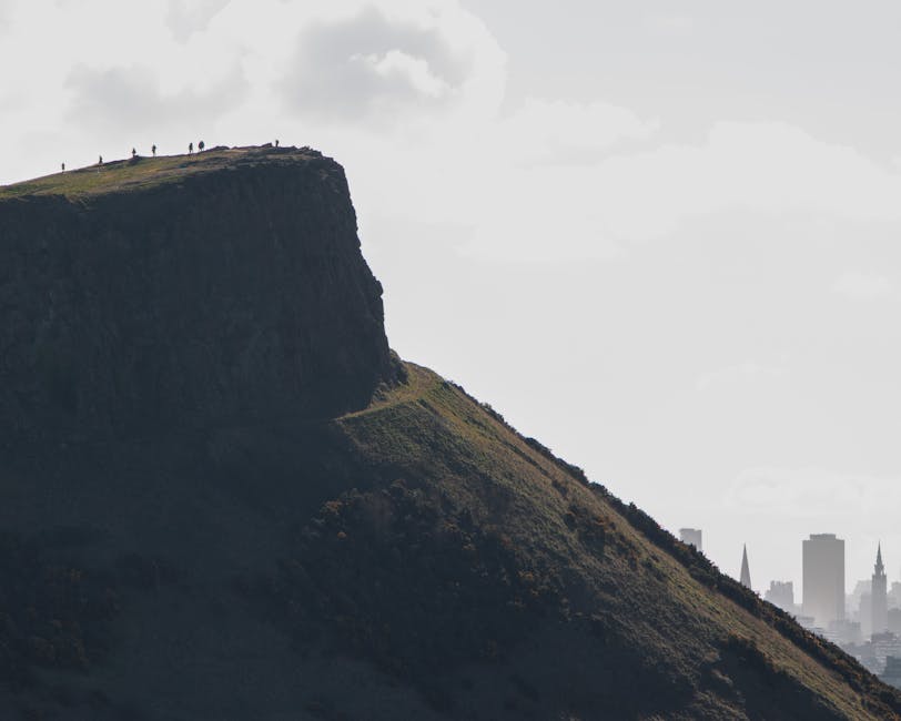 Salisbury Crags Edinburgh hikers Arthur's Seat ridge