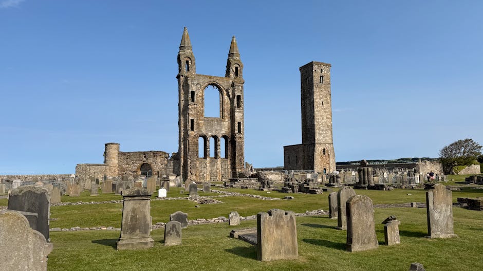 St Andrews from Edinburgh Cathedral ruins gravestones