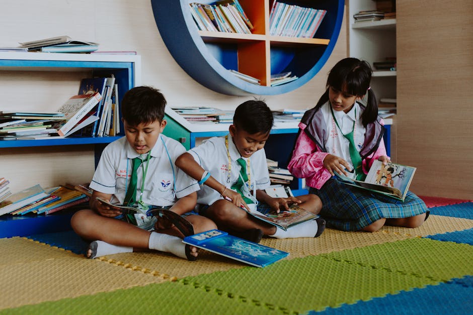 Children reading at Edinburgh library free activity