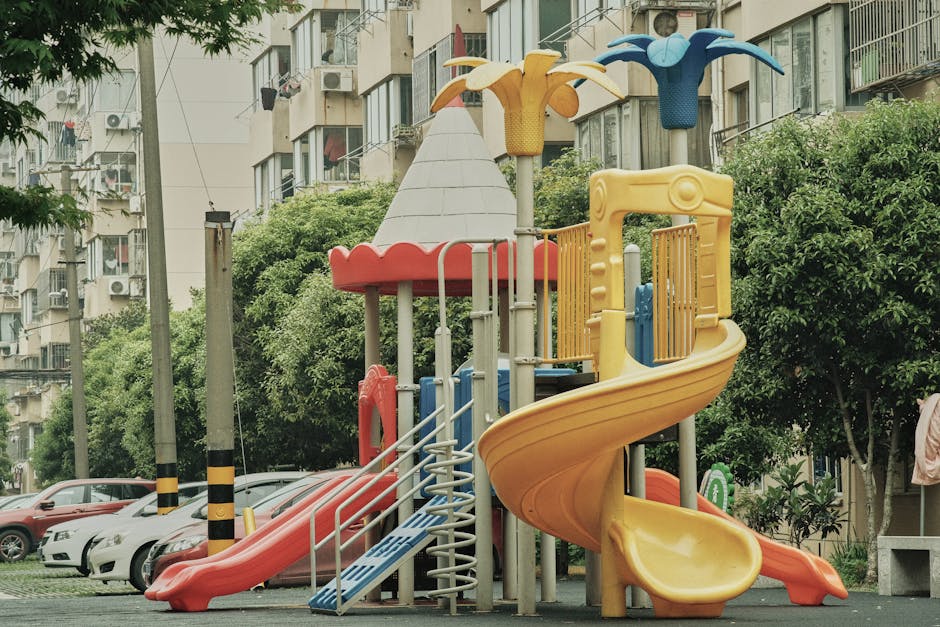 Children on slides at Edinburgh playground