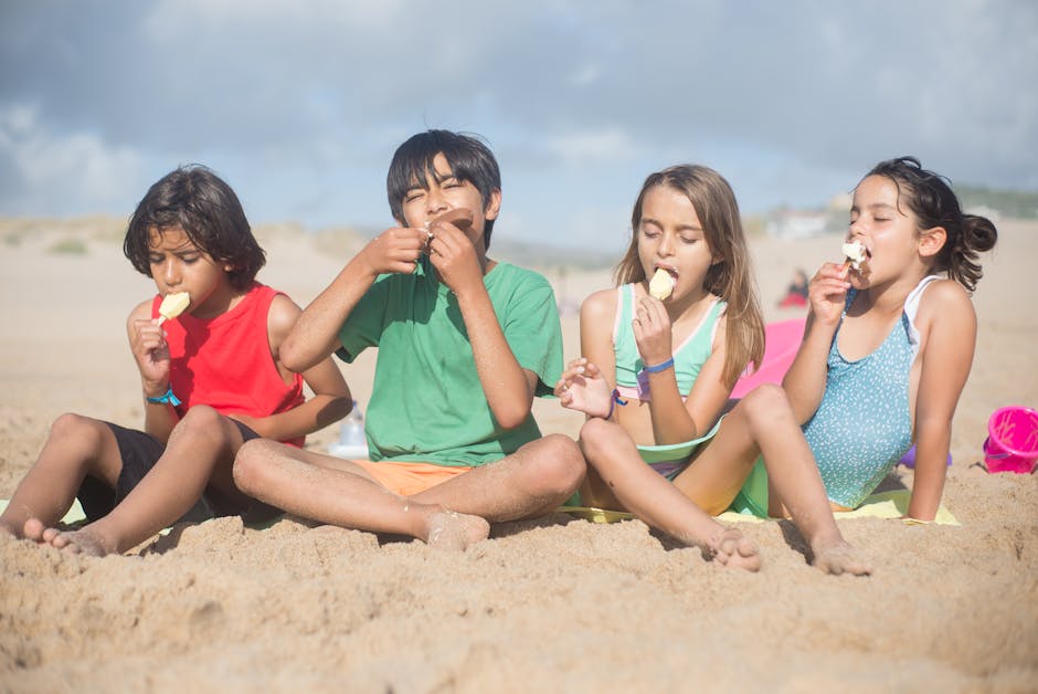 Family eating ice cream at Portobello Beach Edinburgh