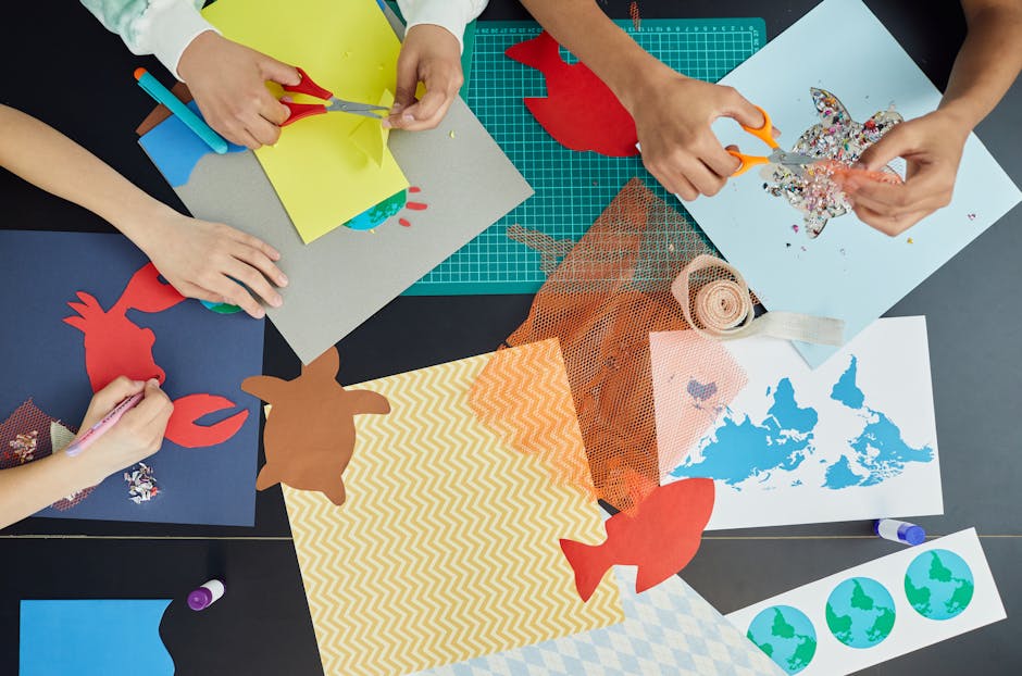 Children doing art craft activity rainy day Edinburgh