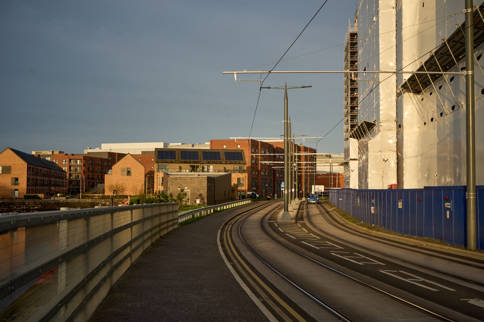 Edinburgh tram on the route from Edinburgh Airport to the city centre