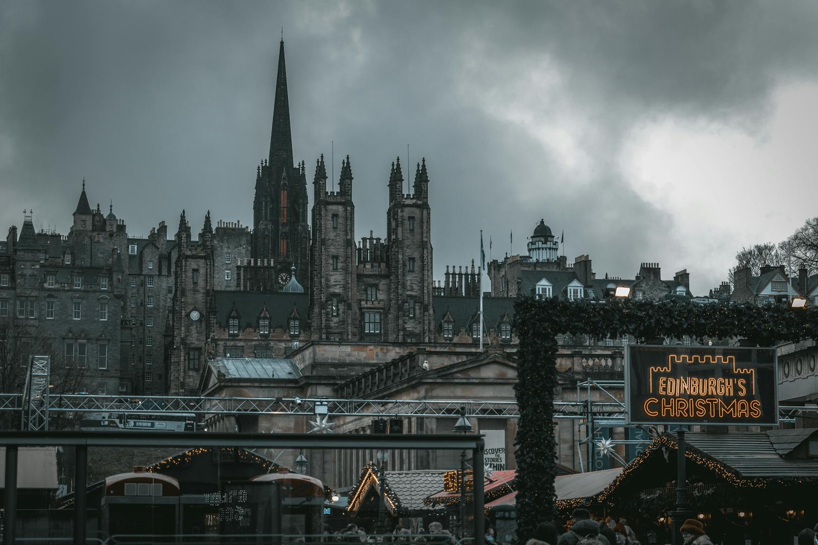 Edinburgh in winter with Christmas markets and frost