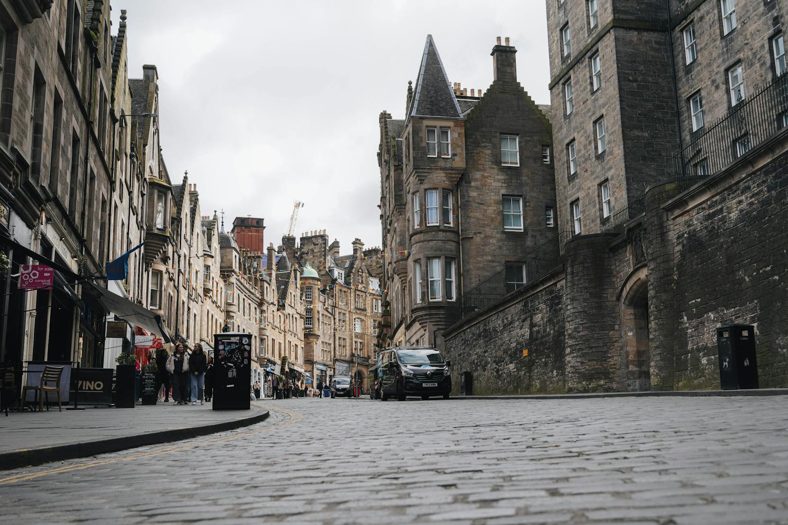 Walking along Edinburgh's Royal Mile in the Old Town