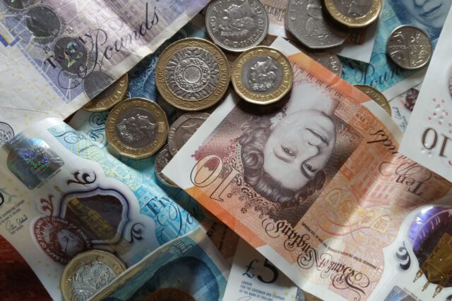 British pound sterling banknotes and coins, the currency used in Edinburgh